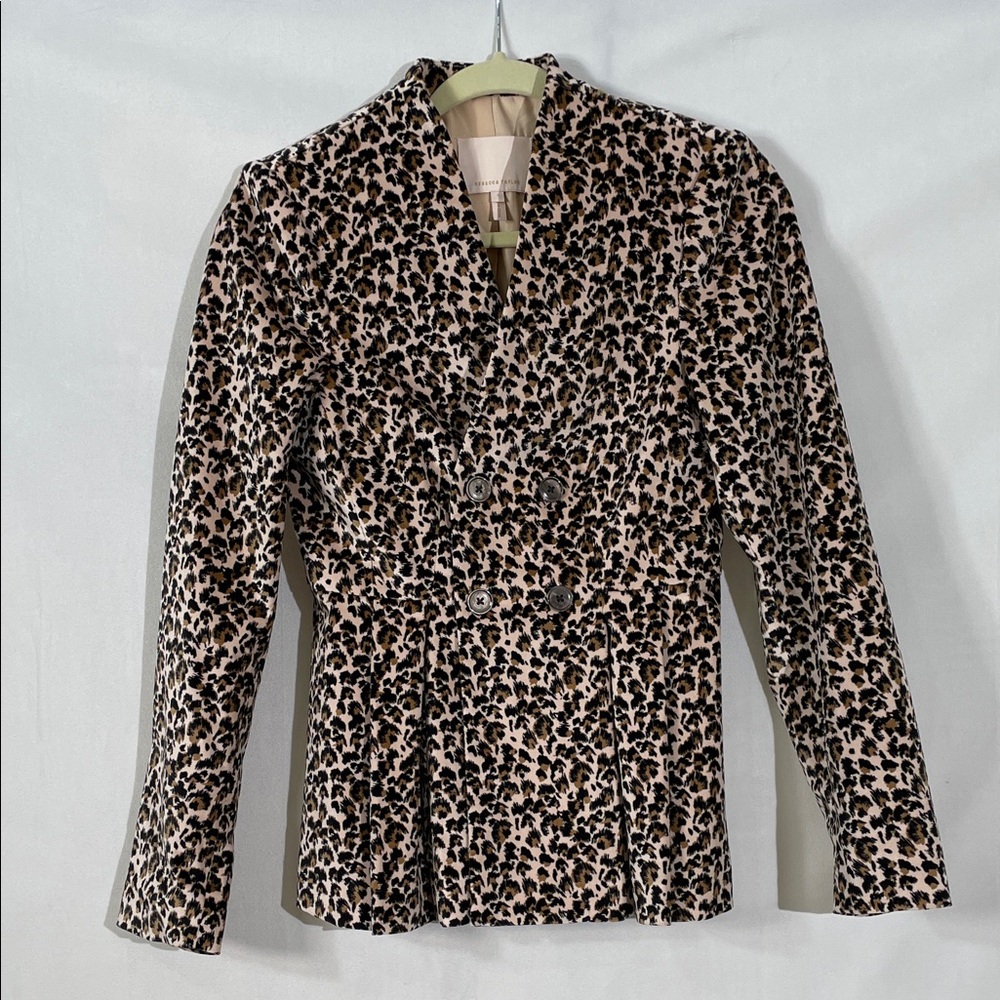 Rebecca Taylor Blazer Jacket Size 2 Light Pink Leopard Cheeta Print EUC